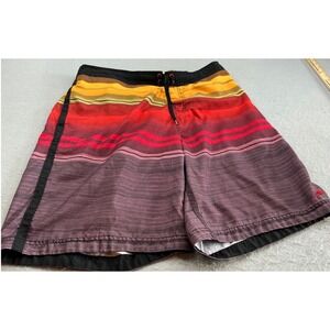 Speedo Board‎ Shorts Ombre Stripe Red Orange Swim Trunks Size Large Surf 7840323